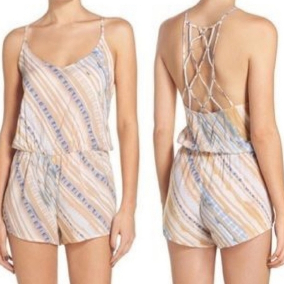 Dolce Vita Pants - NWT Dolce Vita Serengeti Splash Romper Cover Up Cloud Moonstone Striped Medium